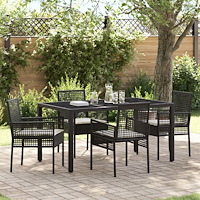 vidaXL Trädgårdsmöbelset 5 pcs Svart Poly rattan