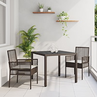 vidaXL Trädgårdsmöbelset 3 pcs Brun Poly rattan