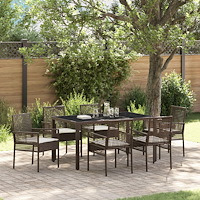 vidaXL Trädgårdsmöbelset 7 pcs Brun Poly rattan