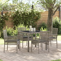 vidaXL Trädgårdsmöbelset 5 pcs Grå Poly rattan