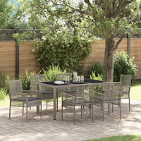 vidaXL Trädgårdsmöbelset 7 pcs Grå konstrotting