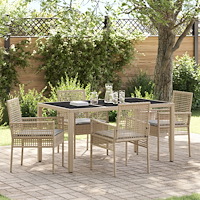 vidaXL Trädgårdsmöbelset 5 pcs Beige Poly rattan