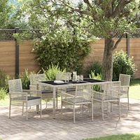 vidaXL Trädgårdsmöbelset 7 pcs Ljusgrå Poly rattan