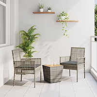 vidaXL Trädgårds Bistro Set 3 pcs Grå Poly rattan