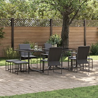 vidaXL Trädgårdsmöbelset 9 pcs Svart Stål