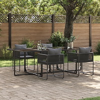 vidaXL Trädgårdsmöbelset 5 pcs Svart Stål