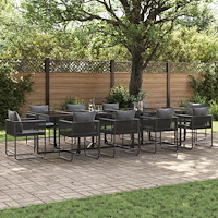 vidaXL Trädgårdsmöbelset 11 pcs Svart Stål