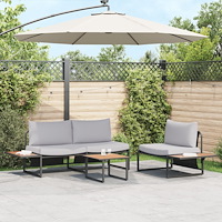 vidaXL Trädgårdsmöbelset 3 pcs Ljusgrå Stål