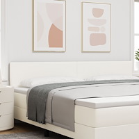 vidaXL LED Sänggavel enkel design gräddvit 100 cm manchestertyg