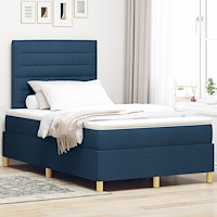 vidaXL Box Spring Bed med Madrass Blå 120x200 cm Tyg