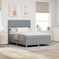 vidaXL Box Spring Säng med Madrass Ljusgrå 160x200 cm Tyg