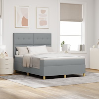 vidaXL Box Spring Säng med Madrass Ljusgrå 160x200 cm Tyg