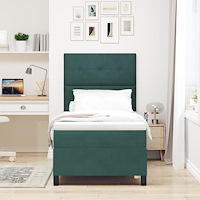 vidaXL Box Spring Säng med Madrass Mörkgrön Enkel Sammet