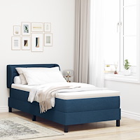 vidaXL Sängbotten med Mattress Blå 90x200 cm Tyg