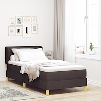 vidaXL Sängbotten med Mattress Mörkbrun 100x200 cm Tyg