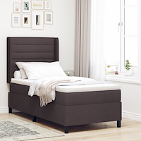 vidaXL Boxspring Säng med Madrass Mörkbrun 90x190 cm Tyg