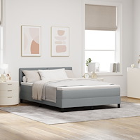 vidaXL Sängram med Madrass Ljusgrå Tyg 160 x 200 cm Box Vårmadras
