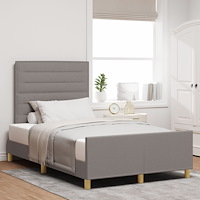 vidaXL Sängram med huvudgavel Taupe 120 x 190 cm tyg