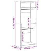 vidaXL Skåp Svart Ek 80x50x200 cm Tillverkat av trä