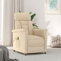 vidaXL Massagefåtölj i gräddvit mikrofiber