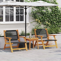 vidaXL Trädgårdsmöbler 2 pcs Svart 67 x 78 x 73cm Massivt akaciaträ