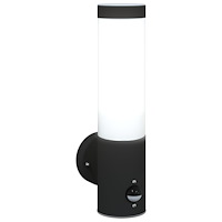 vidaXL Utomhusvägglampa med sensor Svart Rostfritt Stål IP44