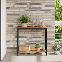 vidaXL Utomhusbord Naturligt & Svart 35x80x75 cm Solid trä & Stål