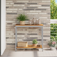 vidaXL utomhusbord naturligt & grått 35x80x75 cm massivt trä och stål
