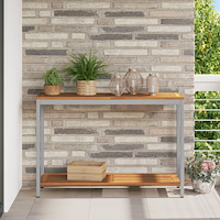 vidaXL Utomhusbord Naturligt & Grått 35x110x75 cm Solid trä och stål