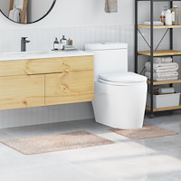 vidaXL 2-delad badmatta set Grädde Polypropylen Halkfri