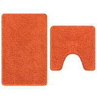 vidaXL 2-delars badrumsmatta set orange polypropylen halkfri