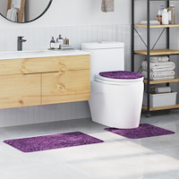 vidaXL 3-delars badmatta set Lila Polypropylen Halkfri
