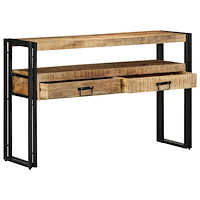 vidaXL Sidobord Svart 120x33x75 cm Solid Mangoträ och Metall