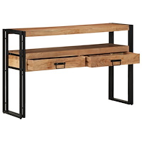 vidaXL Sidobord Svart 120x33x75 cm Massivt akaciaträ och metall
