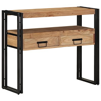 vidaXL Konsolbord Svart 90x33x75 cm Massivt akaciaträ och metall