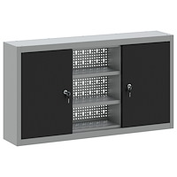 vidaXL Verktygsskåp Väggmonterat med Pegboard Svart 100x20x55 cm Stål