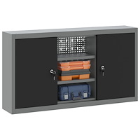 vidaXL Verktygsskåp Väggmonterat med Pegboard Svart 100x20x55 cm Stål