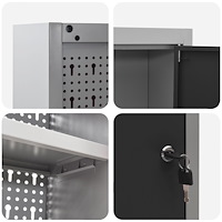 vidaXL Verktygsskåp Väggmonterat med Pegboard Svart 100x20x55 cm Stål