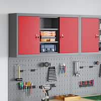 vidaXL Verktygsskåp Väggmonterat med Pegboard Röd 100x20x55 cm Stål