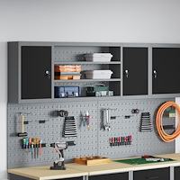 vidaXL Verktygsskap Väggmonterat med Pegboard Svart 150x20x55 cm Stål