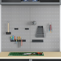 vidaXL Pegboards 2 Pack med 8 Tillbehör, Grå, 100x80 cm Stål