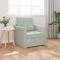 vidaXL Golvfåtölj Enkelt Konvertibel Sammet 74x77x81 cm Ljusgrå