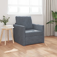 vidaXL Floor Sofa Single Convertible Velvet 74x77x81 cm Mörkgrå