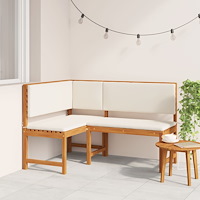 vidaXL Trädgårdshörnbänk med kuddar 140x100x91 cm Massivt akaciaträ