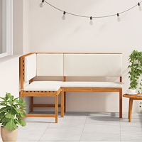 vidaXL Trädgårdshörnbänk med kuddar 140x100x91 cm Massivt akaciaträ