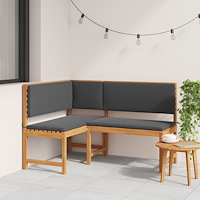 vidaXL Trädgårdens Hörnbänk med Kuddar 140x100x91 cm Massivt Akaciaträ
