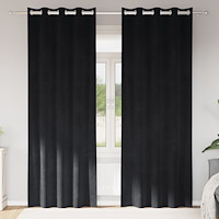vidaXL Gardiner med öljett 2 stycken Svart Sammet