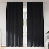vidaXL Mörkläggningsgardiner med topptape 2 pcs Svart sammet