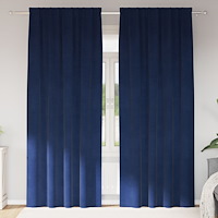 vidaXL Blackout Gardiner med Top Tape 2 st Mörkblå Sammet