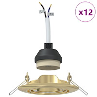 vidaXL Infällda Spotlights 12 st Rund GU10 Guld Ø90 mm Stål